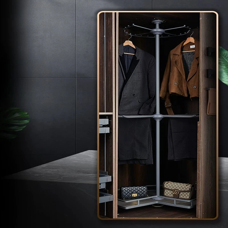 Rotating hanger cloakroom Multi-layer hanger cabinet storage rack Space-saving 360-degree rotating hanger storage