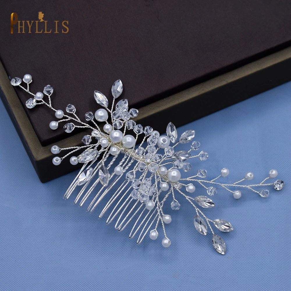 A486 Pearl Bridal Comb Crystal Hair Jewelry Women Hairpieces Wedding Hair Accessories Clips Women Hairpins Bridal Headwear