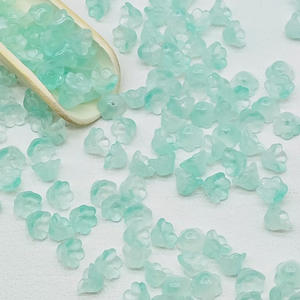 50 pièces/ensemble 7X12mm coloré clochette lampe perles accessoires perles de verre clochette perles de verre fleur colorée