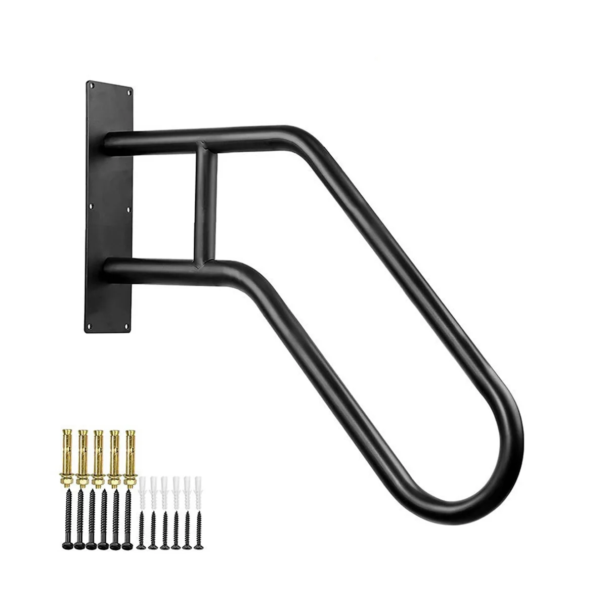 Secure Pipe Stair Handrails Staircase Handrails Iron for Wall Mount Stairs Indoors and Outdoor Black