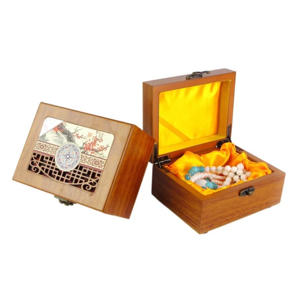 Bracelet Necklace Wooden Jewelry Box Pedant Storage Vintage Trinket Case Organizer Earrings Rings Jewelry Display Box Dust-proof