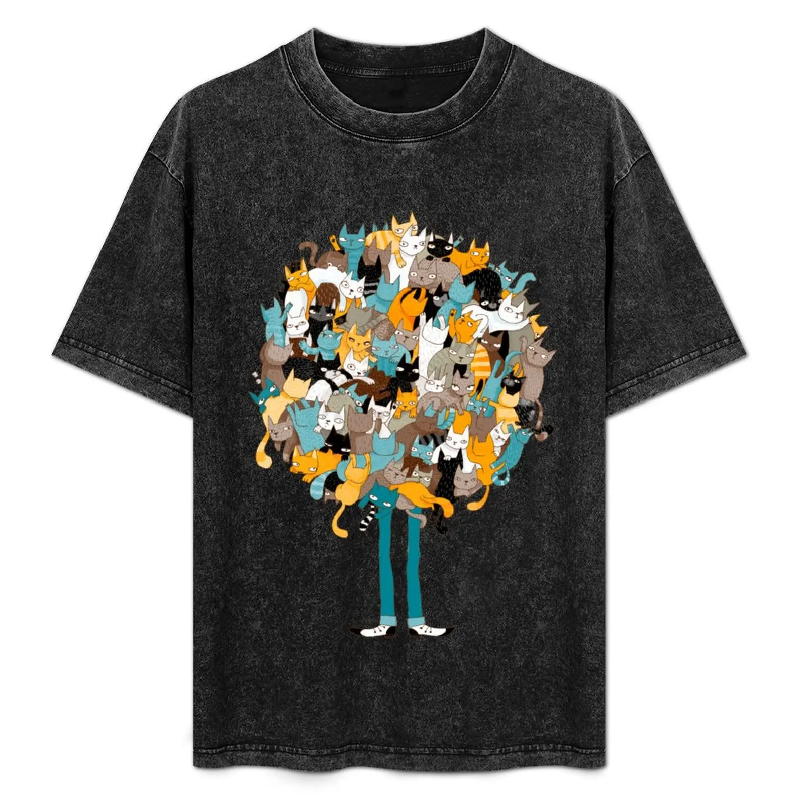 

Cats on catnip T-Shirt Retro Style Print Casual Top