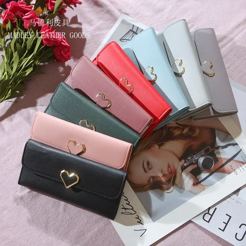 New Women Long Wallets Purses Luxury Love Heart Wallets for Ladies Girl Money Pocket Card Holder Female Wallets Phone Clutch Bag