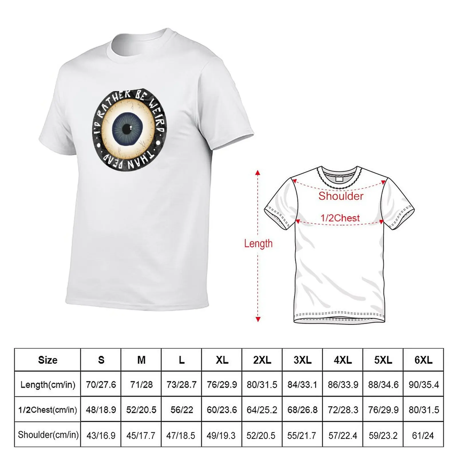 Colour RATHER WEIRD THAN DEAD EERIE EYEBALL T-Shirt street wear boys animal print summer shirt plus size men clothing