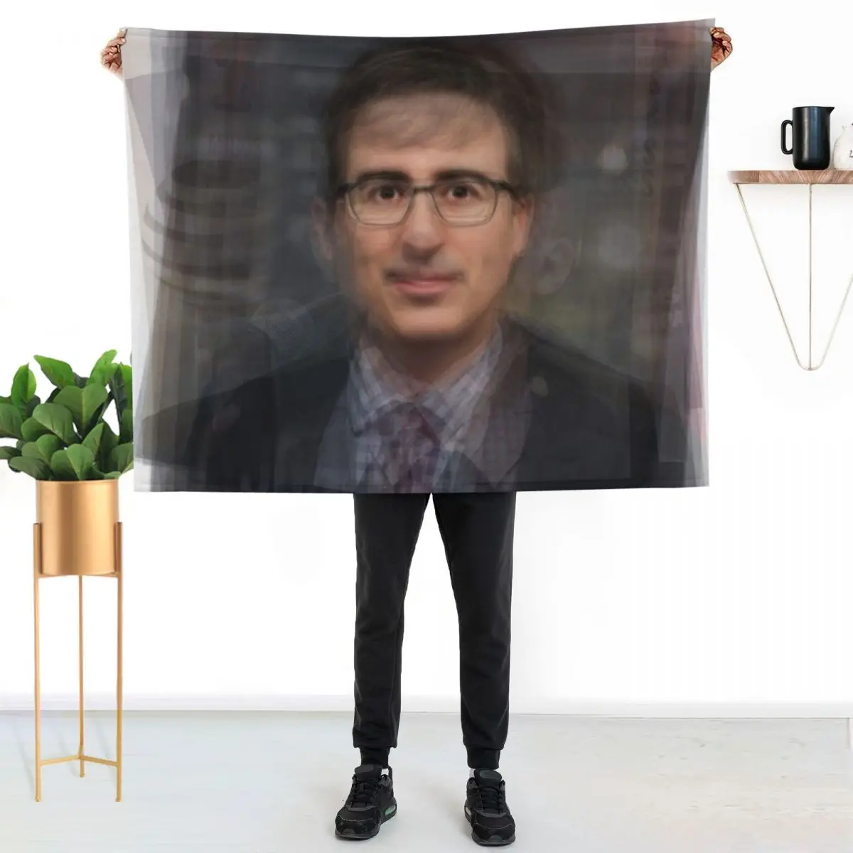 John Oliver Portrait Overlay Throw Blanket Cute Tourist Hairy cosplay anime Bed linens valentine gift ideas Blankets