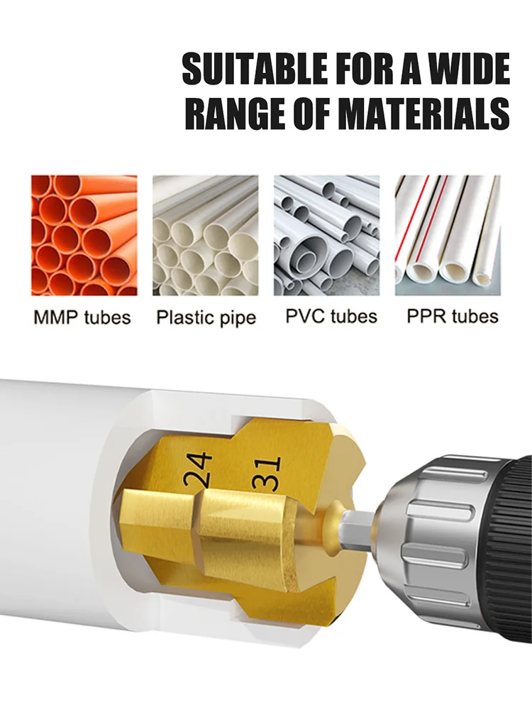 Imagem -04 - Broca de Elevação Ppr Stepped Haste Hexagonal Ferramenta de Conexão de Tubulação de Água Processo Totalmente Aberto 20 mm 25 mm 32 mm 13 Pcs