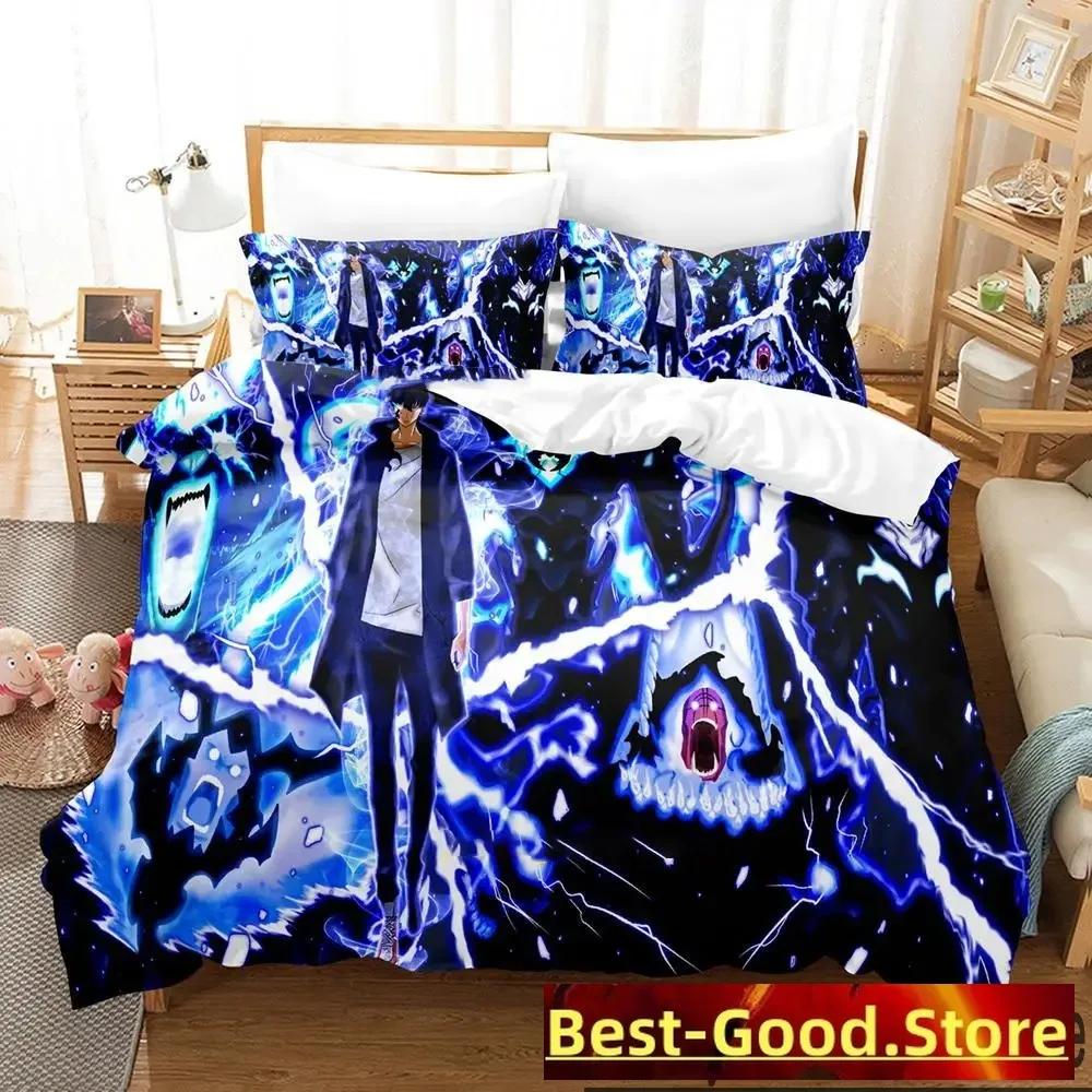 3D Print Fashion Anime Solo Leveling Bedding Set Boys Girls Twin Queen King Size Duvet Cover Pillowcase Bed boys Adult Bedroom