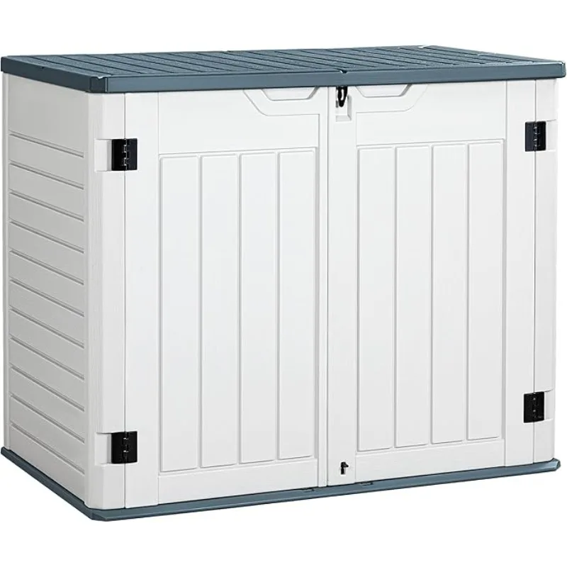 Outdoor Horizontal Resin Storage Sheds 34 Cu. Ft. Weather Resistant Resin Tool Shed, Extra Large Capacity Box