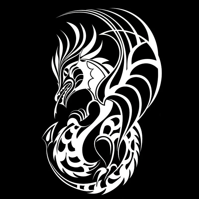 Dragon Myth Animal Decals High Quality Car Decoration Personality Pvc Car Window Waterproof Sticker Black/white, 30cm*18cm