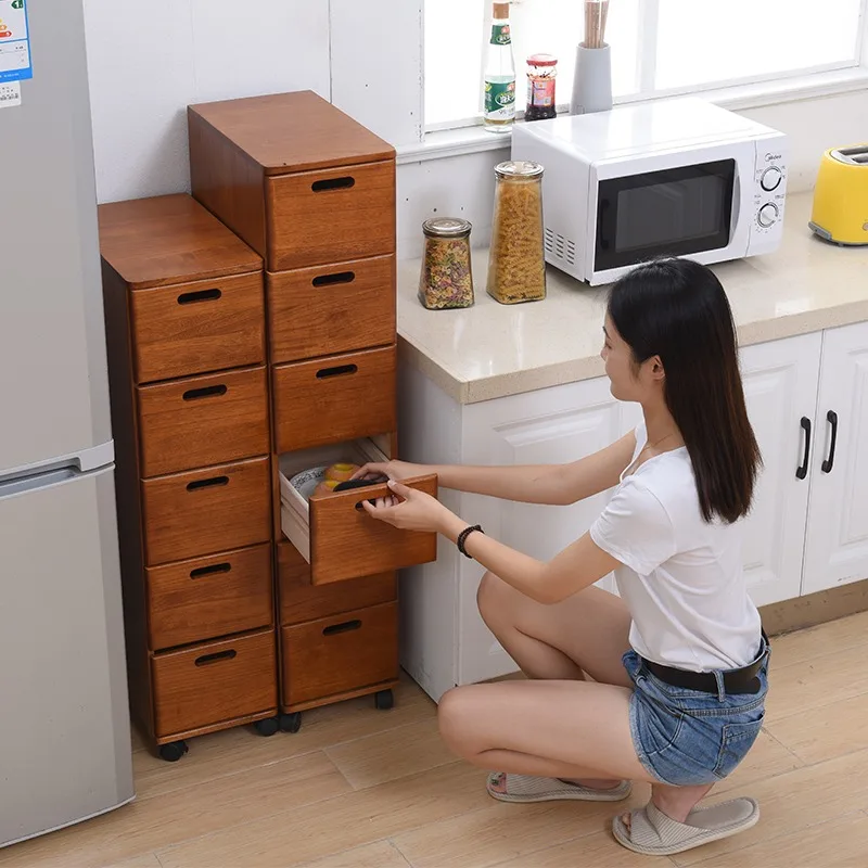 

Customizable Cassetti portaoggetti mobili semplici in legno massello, guardaroba rettangolare stretto multistrato