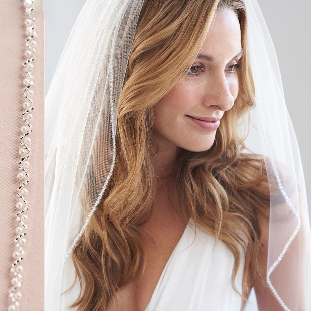 1 tire 300cm long cathedral handmade beaded luxury unique rhinestone pearl trailing bride wedding veil accessory with comb VP35