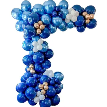 海軍藍、金色、白色氣球套裝,包含各種尺寸的乳膠氣球,適合週年紀念、生日、婚禮、嬰兒派對等場合。 8 最佳銷售 嬰兒氣球 - №2