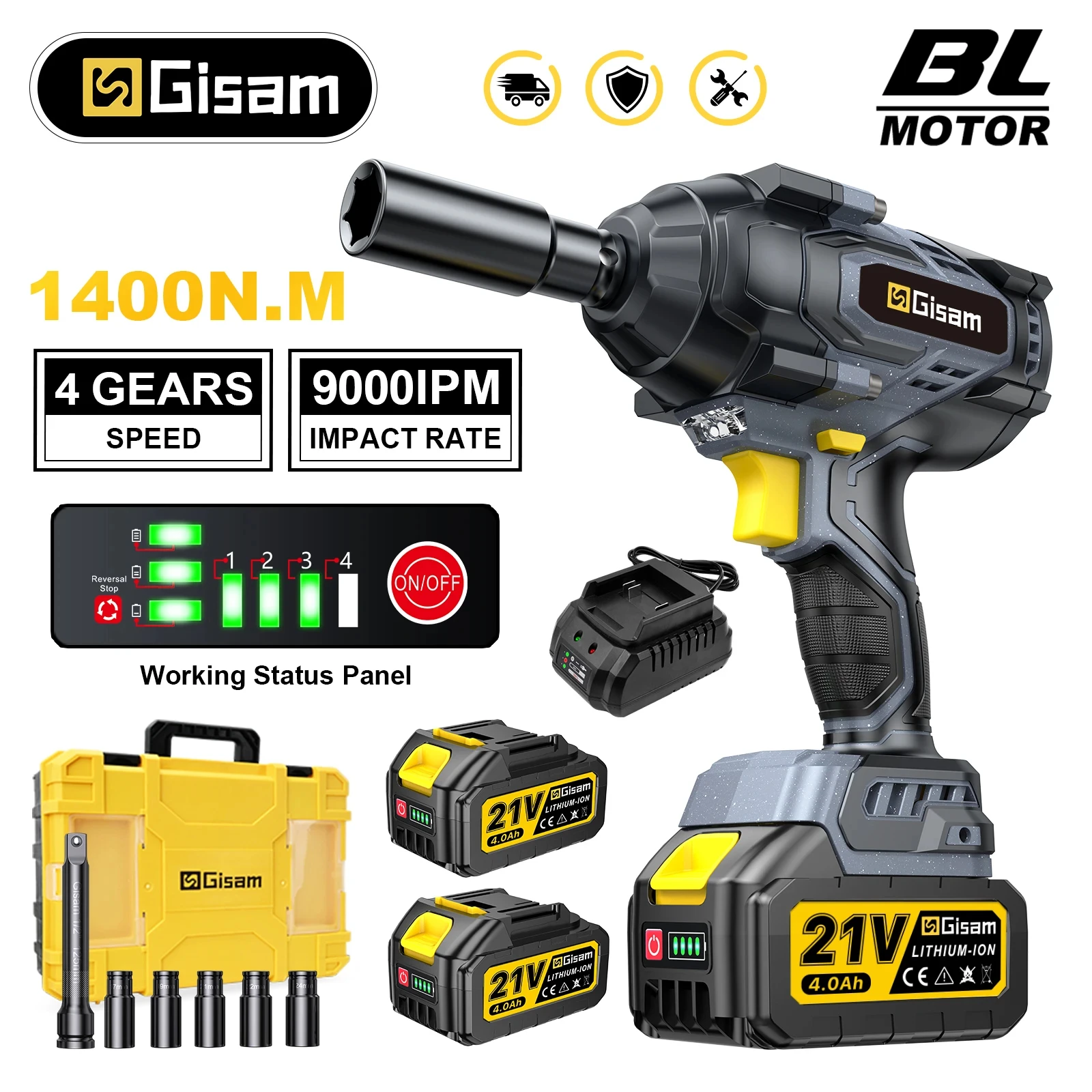 Gami 1400N.M clé à chocs électrique sans brosse tournevis de 1/2 pouces clé électrique sans fil outils pour Makita broches de batterie 18V