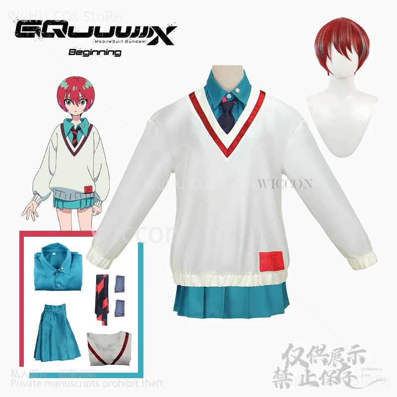 

Anime Gquuuuuuuux Amate Yuzuriha Cosplay Japanese Jk Uniform Dress Red Wigs For Girls Halloween Christmas Party Cos