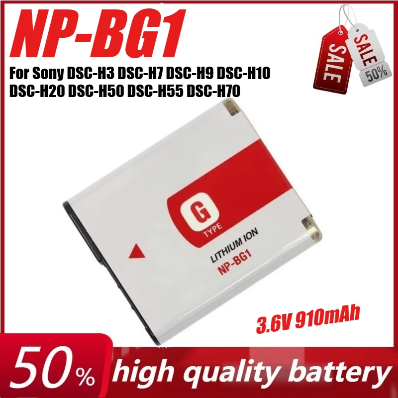 

3.6V 910mAh NP-BG1 Camera Battery for Sony DSC-H3 DSC-H7 DSC-H9 DSC-H10 DSC-H20 DSC-H50 DSC-H55 DSC-H70