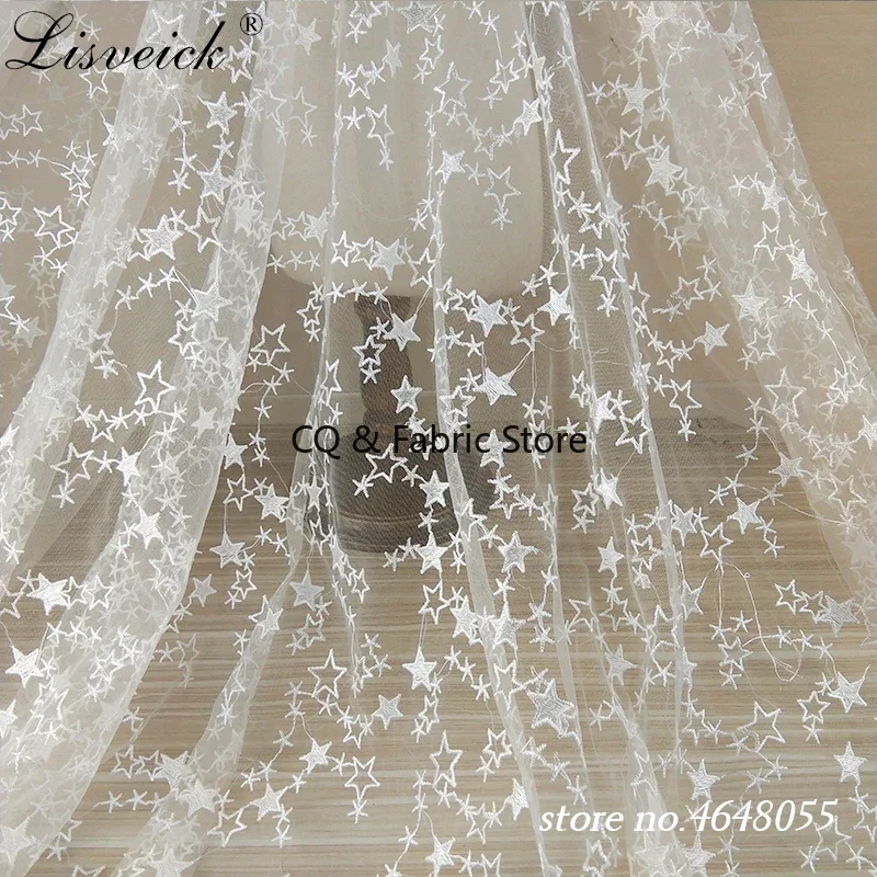 

1 ярд, 125 см, широкий белый тюль со звездами, сетка, вышитое свадебное платье, юбка, африканское французское кружевное тканевое платье, шитье, кружевная занавеска, декор