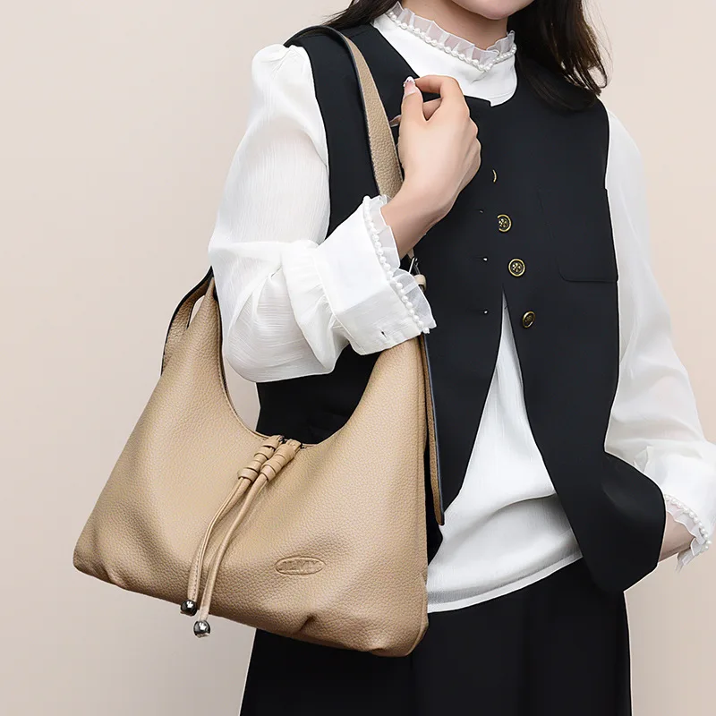 

​ ​ Просторная большая сумка 2025 года, минималистичный кошелек на плечо для женщин, винтажная сумка подмышки, модная повседневная сумка через плечо «день-ночь» ​