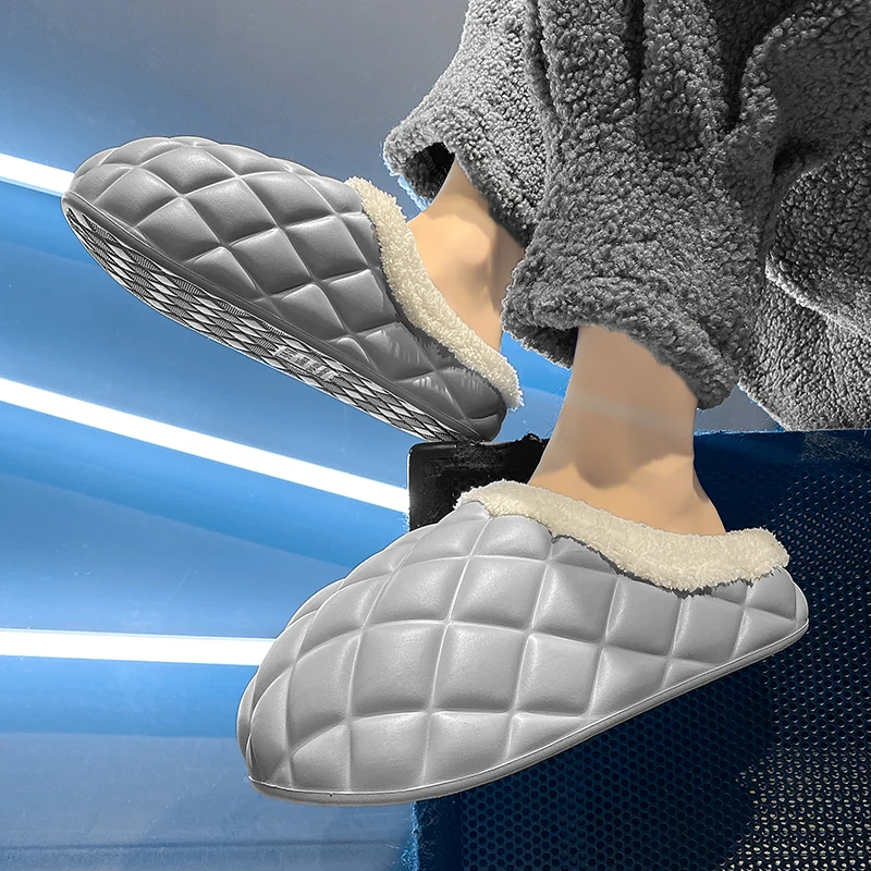 زوج Xinluo من الأحذية القطنية الشتوية للرجال، شباشب قطنية دافئة جديدة مقاومة للانزلاق ومقاومة للاهتراء