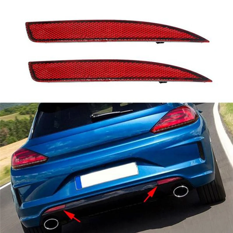 

1 Pair Rear Bumper Reflector Warning Light Strip Cover For Vw Scirocco R R-Line 2011-2015 1K8945105B 1K8945106B