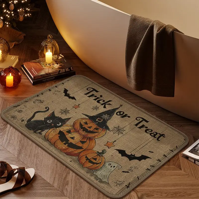 VIKAMA Country-Style Halloween Entryway Mat, Durable Non-Slip Rug, Rustic Fall Decor for Bathroom, Kitchen and Porch