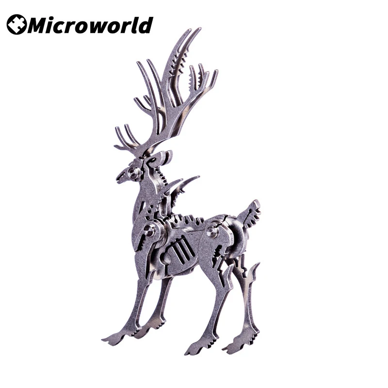 Microworld 3D Metal Elk Animal Model Puzzle DIY Kits Detachable Jigsaw Little Dream Deer Toys Birthdays Gifts For Adults Kids