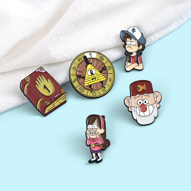 Gravity Falls Enamel Pins Cartoon Character Ideas Brooch Badge Jewelry Gift for Friends Wholesale Cute Accessory Badge