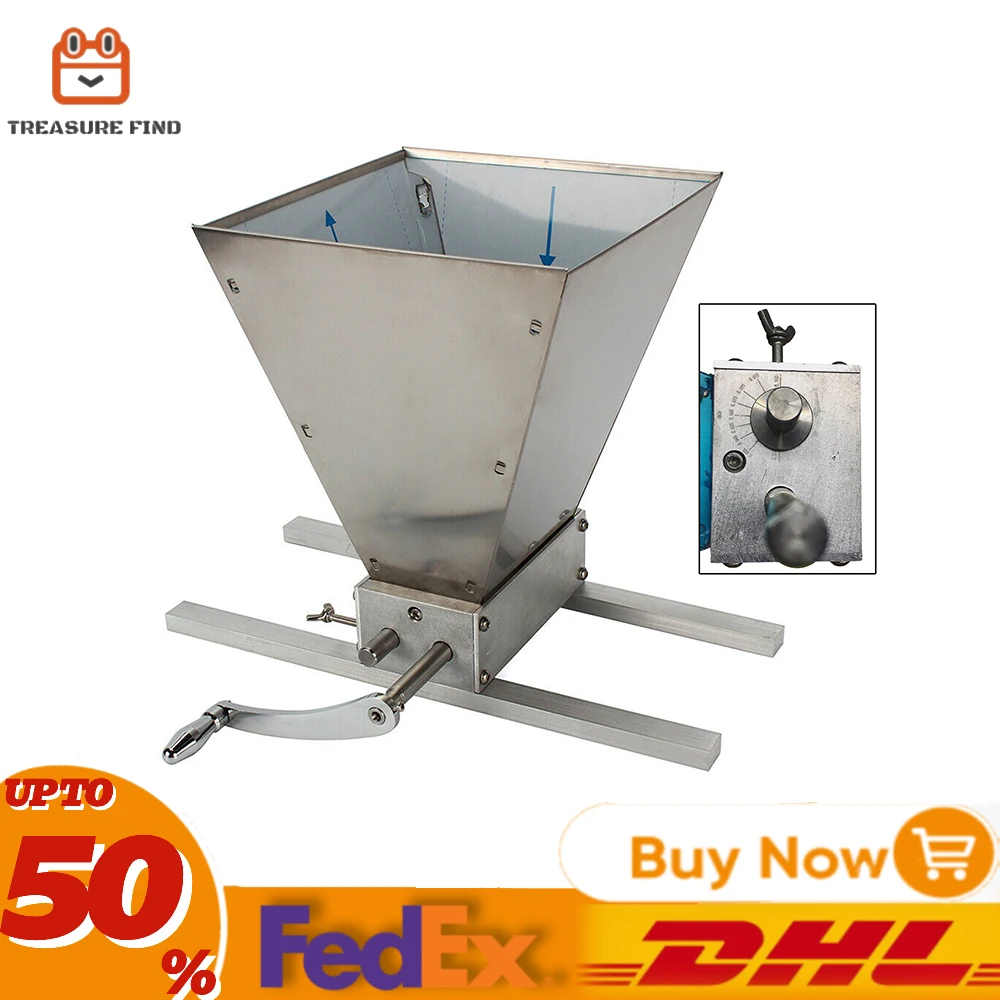 Manual  Grain crusher 4L 2 Rollers Grain  Malt Mill Stainless Steel Aluminum Hopper Home Brew Mill Barley Crusher Homebrew New