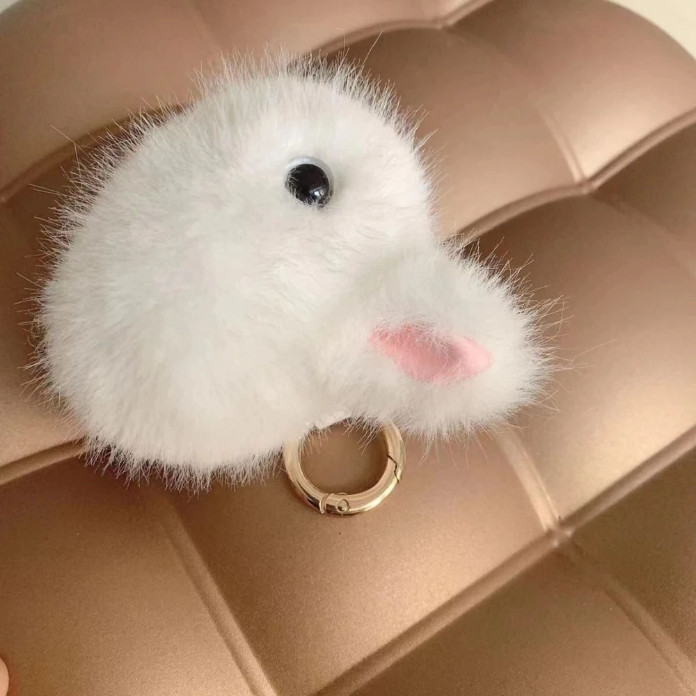 5CM High Quality Kawaii Plush Keychain Cute Mink Fur Angora Rabbit Long-haired Rabbit Soft Pendant Handbag Car Key Holder Toy - Image 5