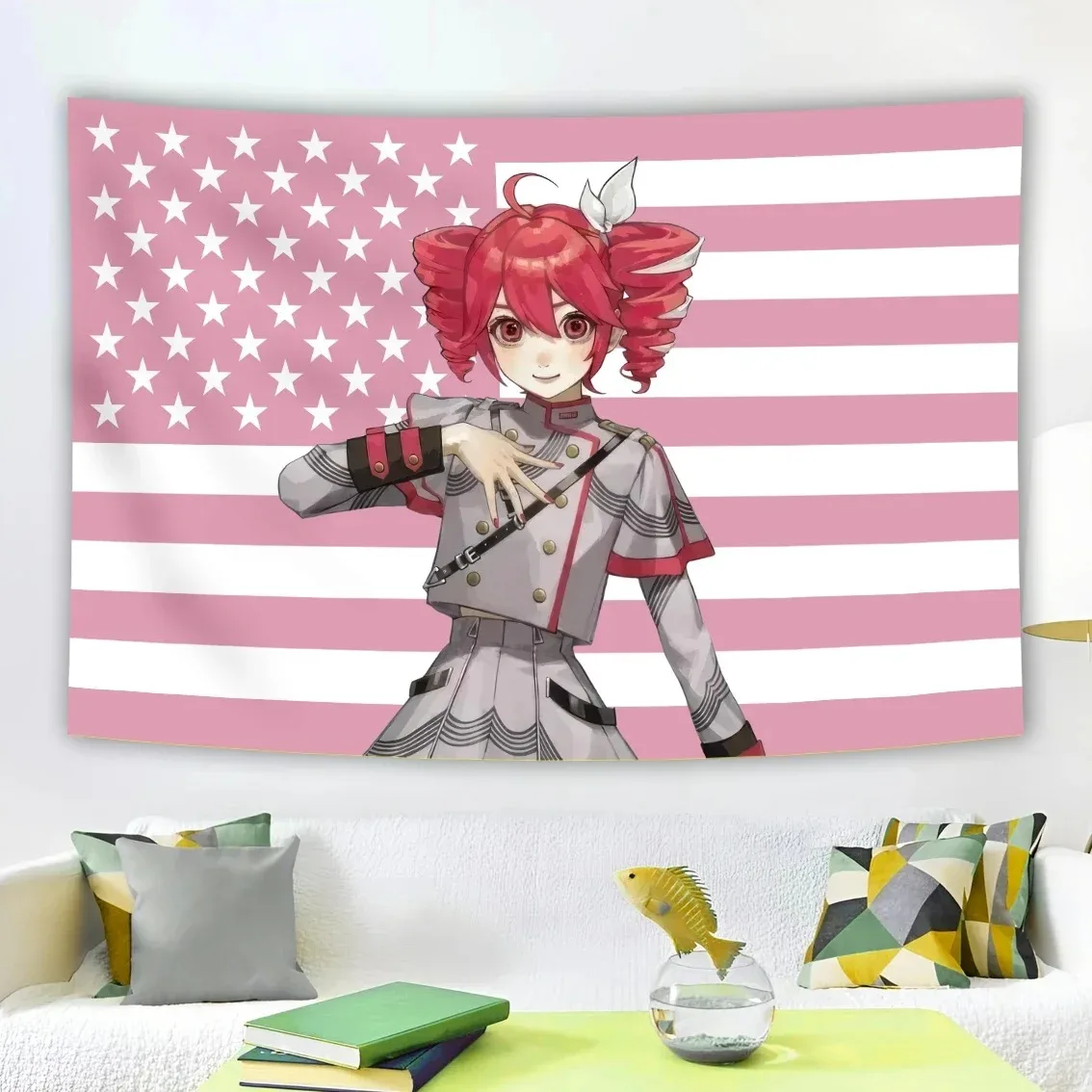 Kasane Teto Rosa Amerikanische Flagge Wandbehang Stoff Schlafsaal Dekoration Tapete Banner Wandteppich Ästhetische Dekoration