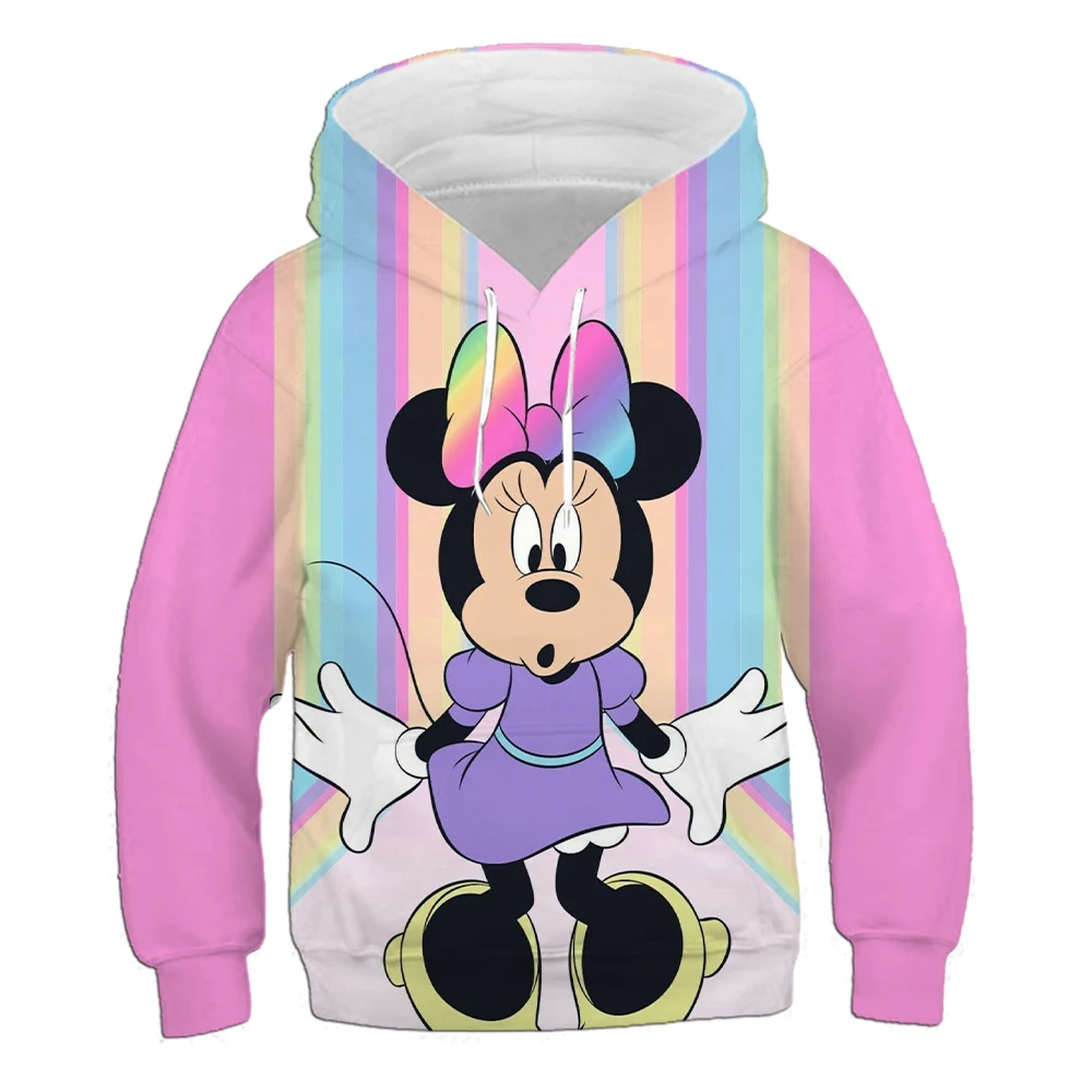 Girls' outdoor sweatshirt fitness wear running sportswear loose and comfortable Minnie print autumn and winter hoodie