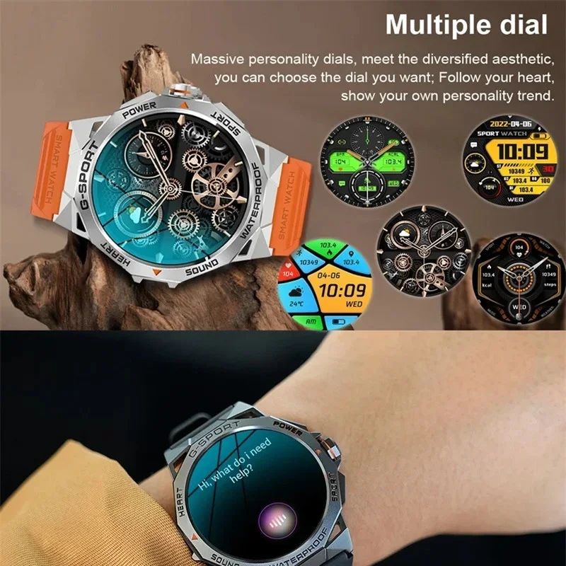 Gaines K62 Smart Watch Männer AMOLED Bildschirm Bluetooth Anruf Musik Sprachassistent Zifferblatt Herzfrequenz Outdoor Sport Fitness Smartwatch
