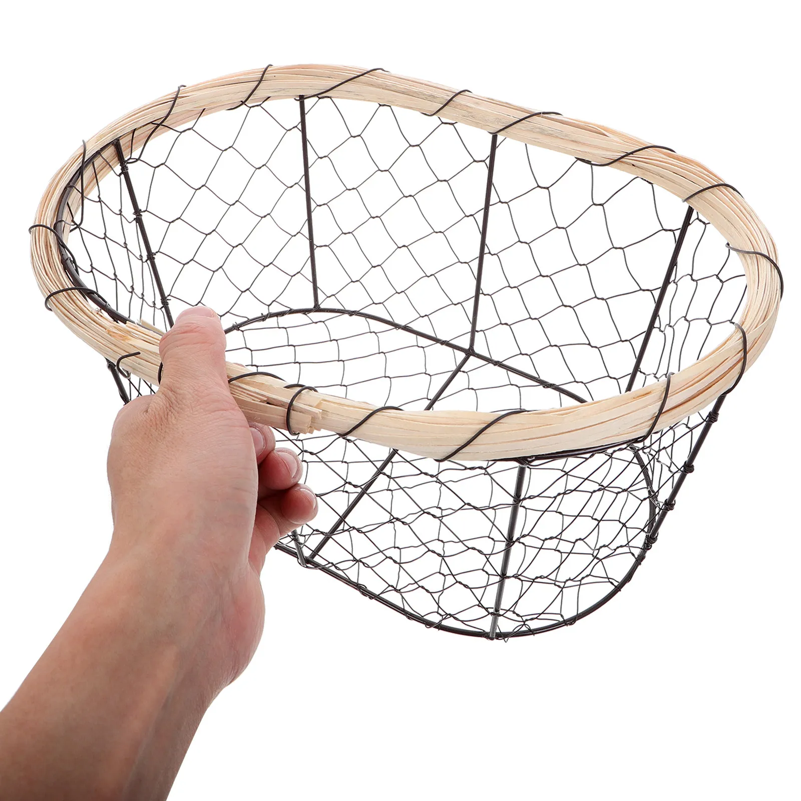 Rustic Iron Wire Basket 30Cm Multifunctional Bread Fruit Vegetable Egg Snack Storage Organizer for Kitchen Pantry Countertop