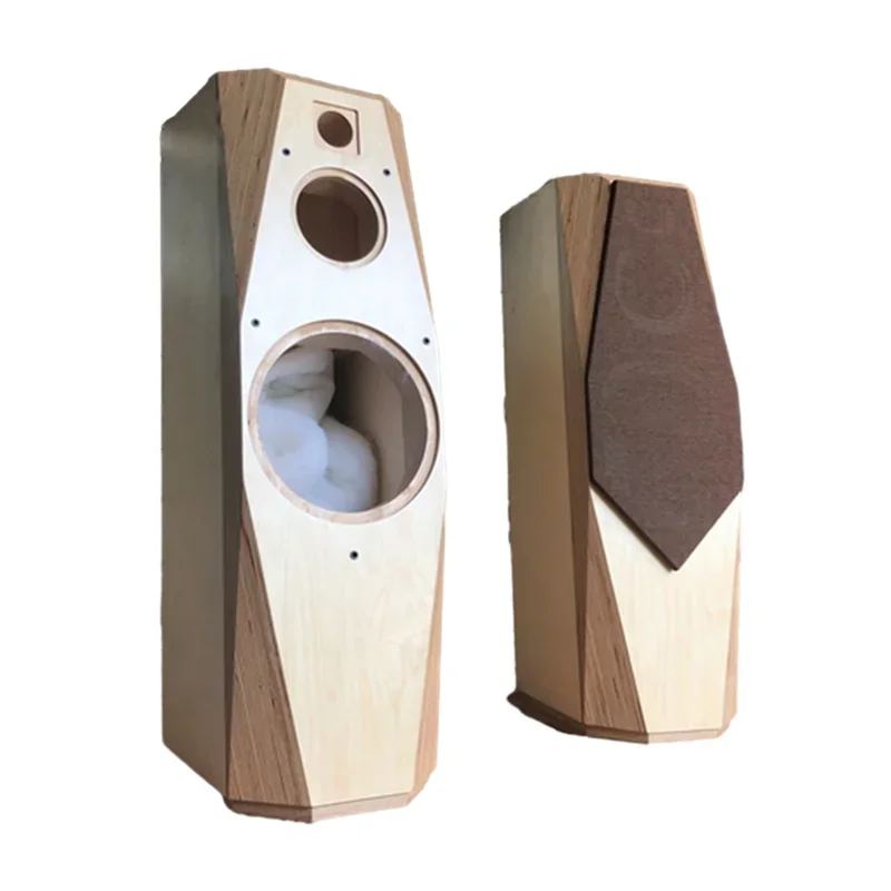 HSF-01 Customized 8/10/12 inch Hifi DIY Birch Plywood Speaker Empty Cabinet Floor Box Three Way Indra Big Bevel