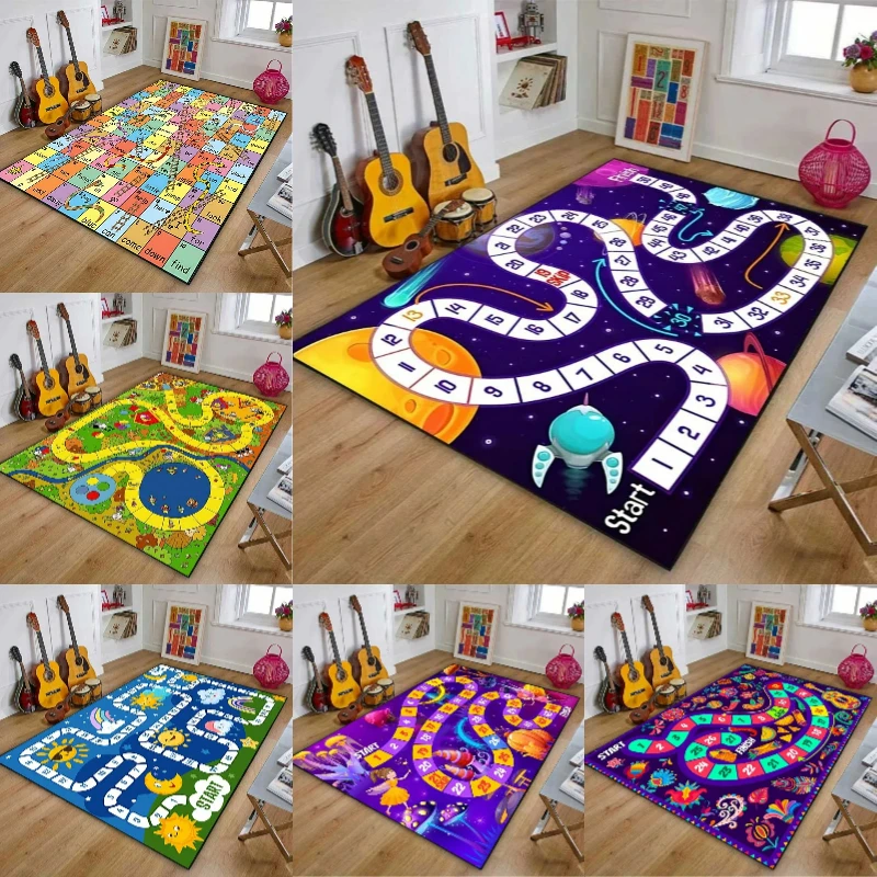 Game Snakes and Ladders Pattern Rug Carpets Living Room Bedroom Bedside  Floor Mat Area Rugs Kids Room Home Decoration Doormat