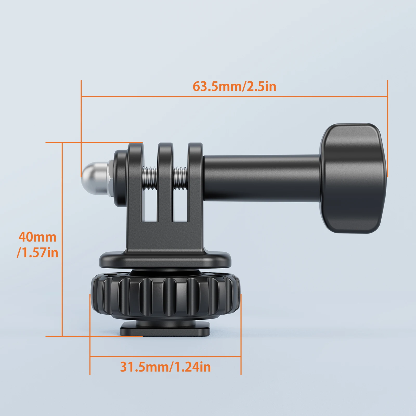 VRIG AC24 Sports Camera Cold Shoe Mount Adapter 180° Adjustable with 1/4 Inch Screw Hole Tripod Mount for GoPro Hero 12/11/10/9