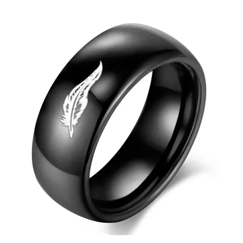 6mm Stainless Steel LOL Rakan and Xayah Fearher Symbol Ring for Men Women Trendy Metal Finger Rings Party Anniversary Jewelry