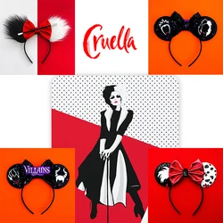 Disney Mickey Mouse Orelhas Headband, Cruella De Vil Headbands, Meninas Crianças, Mulheres Arco Acessórios para o Cabelo, Festa Cosplay Hairband, Fino