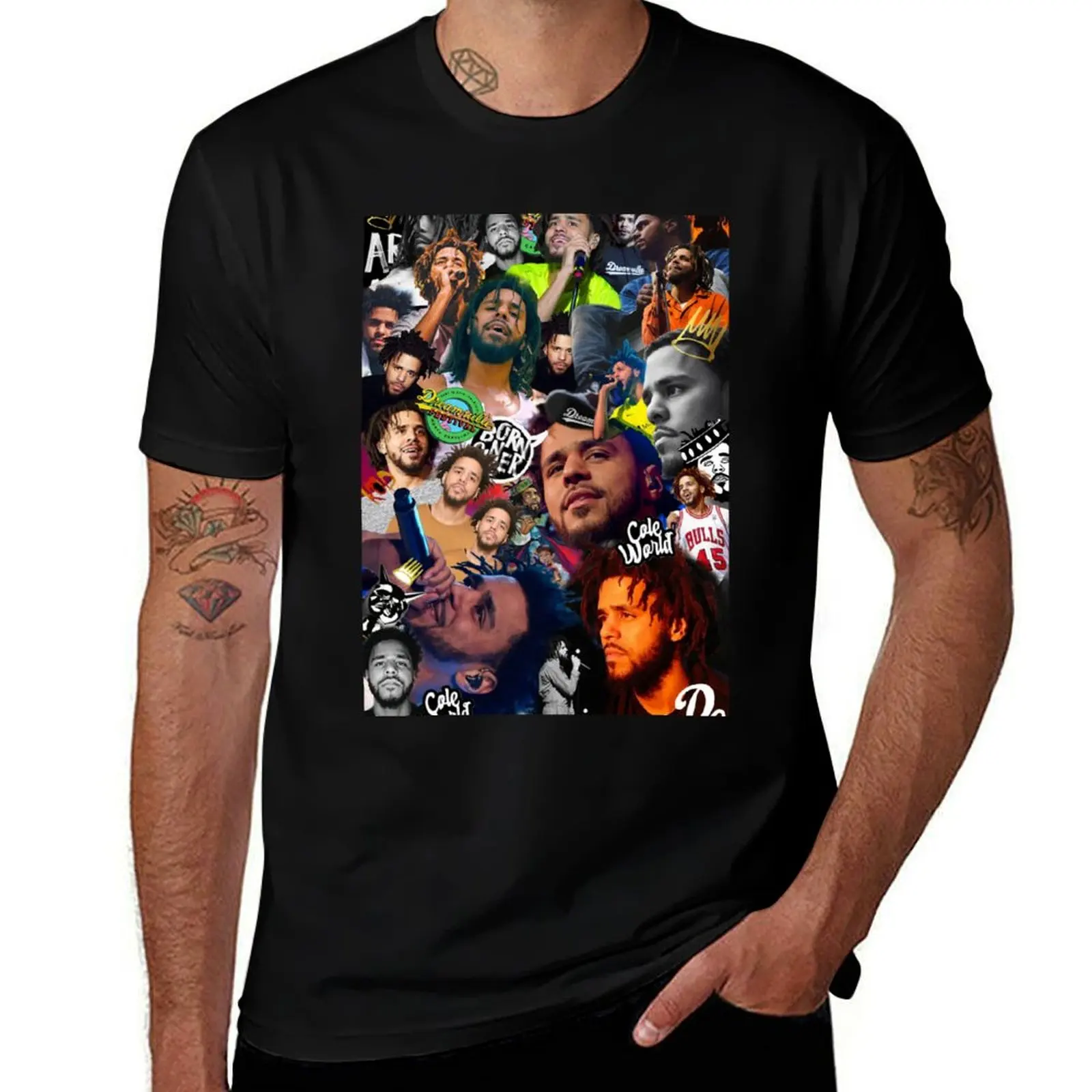 

J Cole Collage T-Shirt t shirts for man cotton graphic t shirts for man cotton tshirt 100% T-shirt