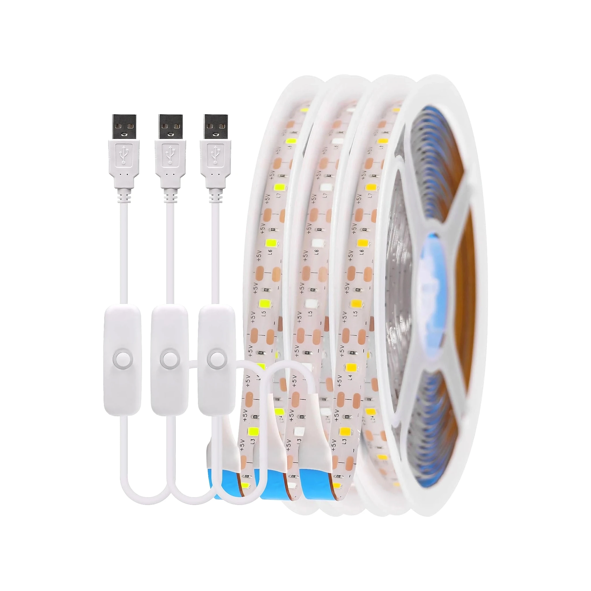 5V USB LED Strip With Switch SMD 2835 60LEDs/M Flexible Senson Light Tape Ribbon Backlight For Room Cabinet TV Lighting