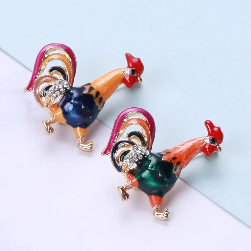 Funny Enamel Chicken Brooches Women Colors Rooster Cock Party Casual Brooch Pins Gifts