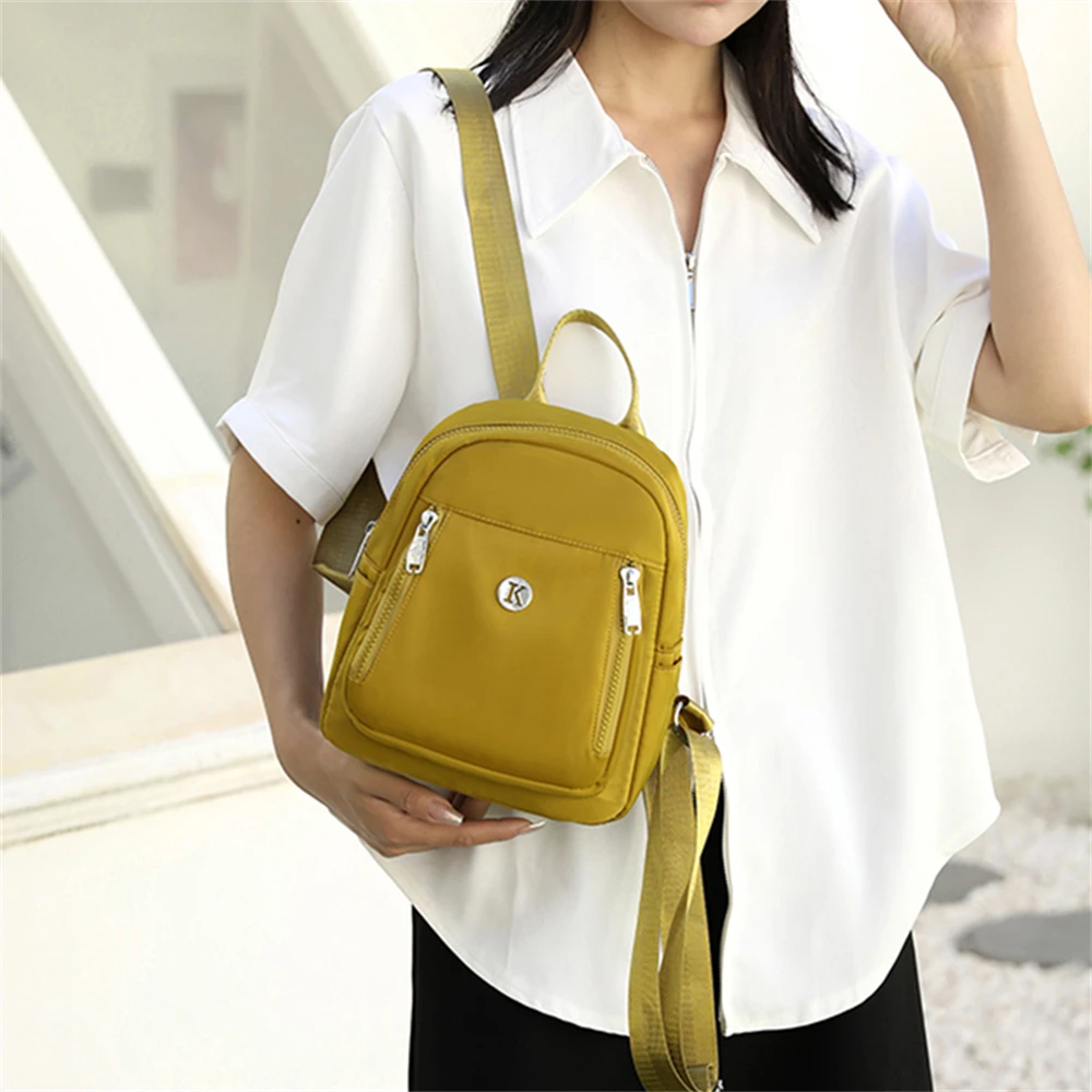 Solid Color High Quality Nylon Ladies Backpack Fashion New Small Ladies Travel Backpack 2023 Women Shoulder Bags Bolsos De Mujer