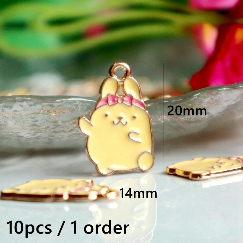 10PCS Kawaii Anime Sanrio Hello Kitty Metal Pendant Enamel Alloy Charms DIY Necklace Bracelet Keyring Jewelry Decoration Dangle