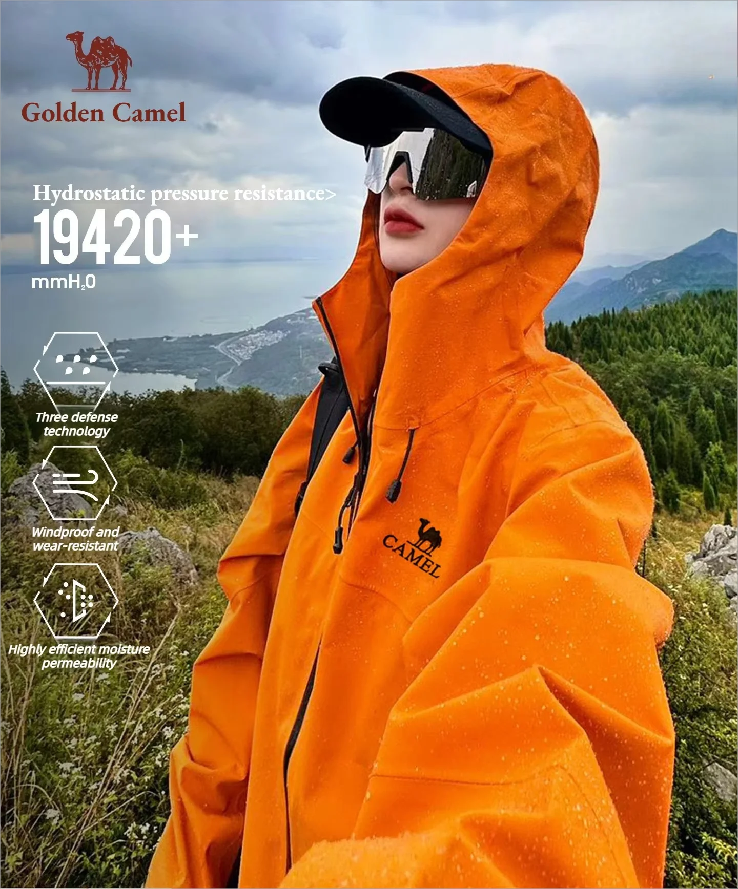 Golden Camel Outdoor Hiking Jackets Unisex Professional Windbreaker Waterproof Ventilation Mountaineering Hard Shell Jacket Men