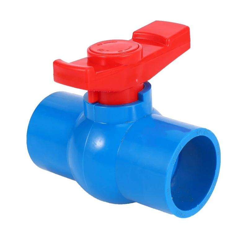 5Pcs 40Mm X 40Mm Slip Full Port Red Handle Lever U-PVC Ball Valve Blue