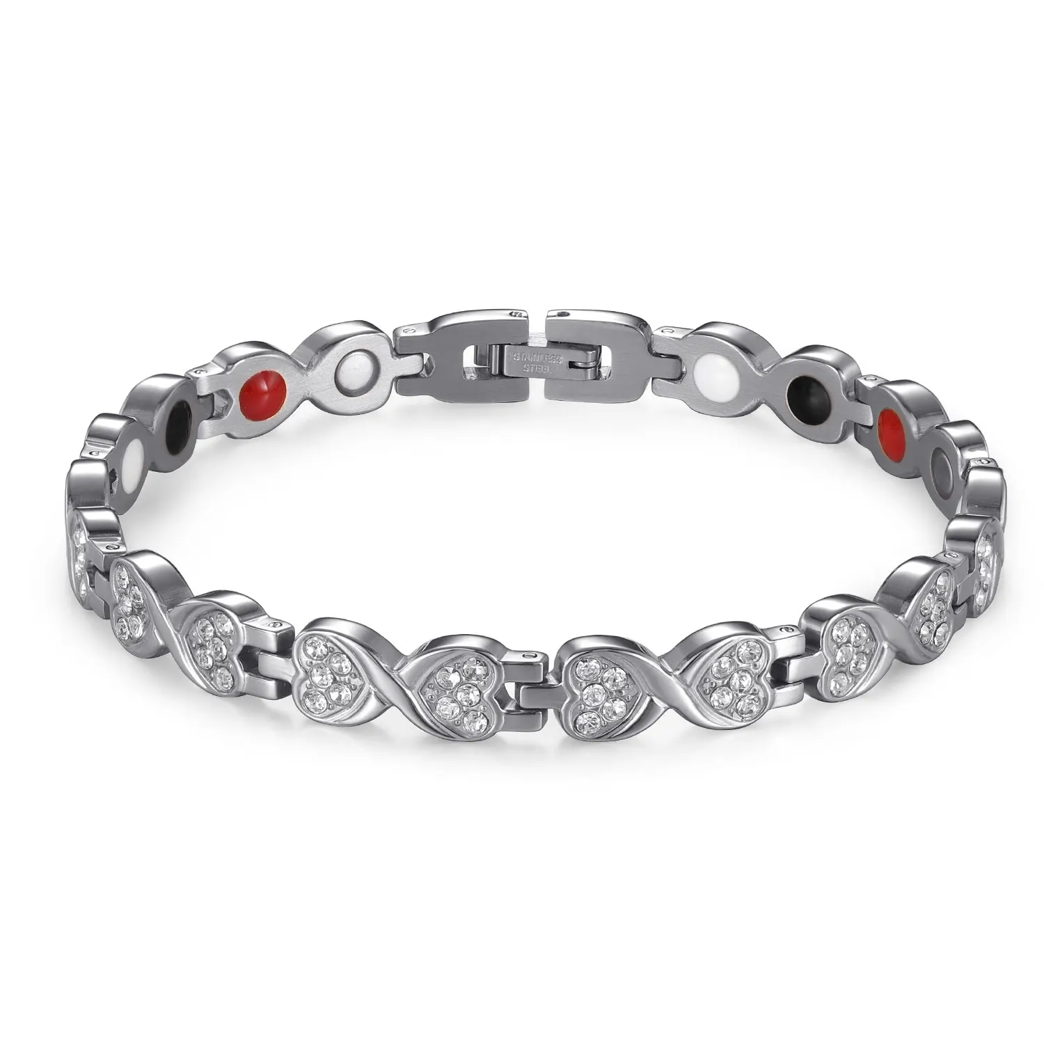 

RainSo Adjustable Bracelet for Women | Heart Charm 4-Color Jewelry Gift | Stainless Steel Magnetic Closure for Wife/Mom