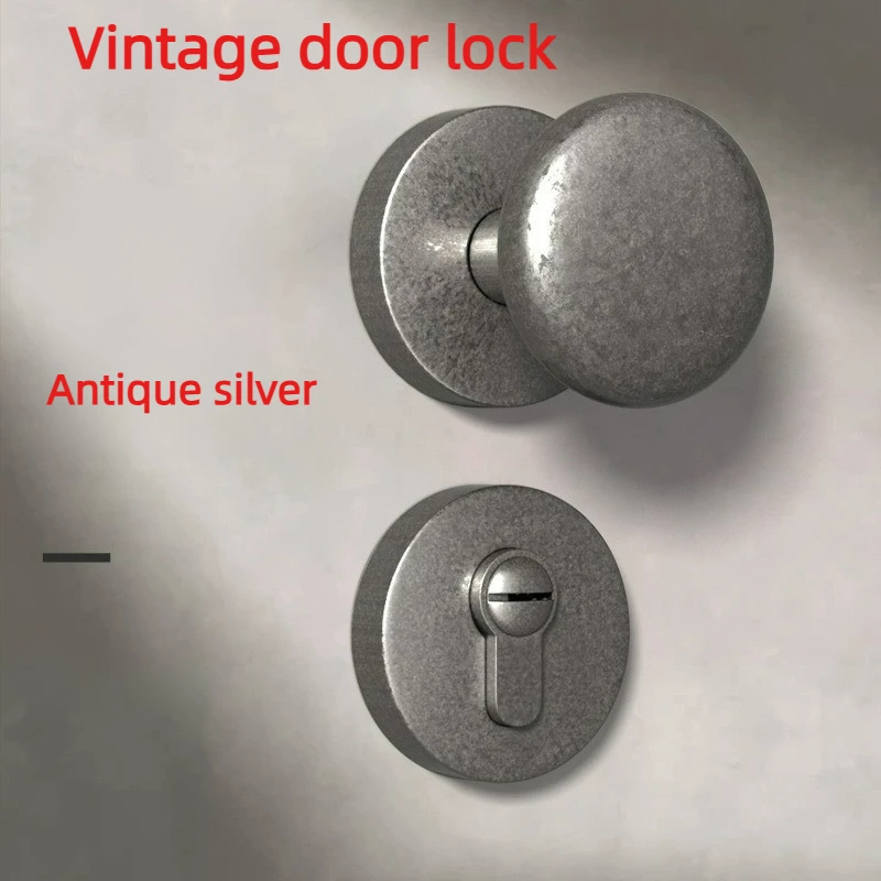 

Mid Ancient Style Indoor Bedroom Door Lock, Retro Vintage Solid Wood Door Handle, Universal Silent/magnetic Split Door Lock