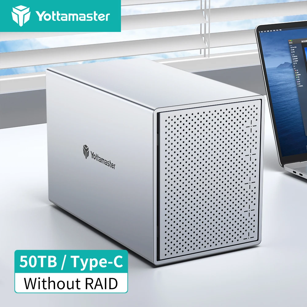 

[PS500] Yottamaster Aluminum 5 Bay USB3.1 Type C External Hard Drive Enclosure for 2.5" 3.5" SATA HDD SSD Support 5*16TB Storage