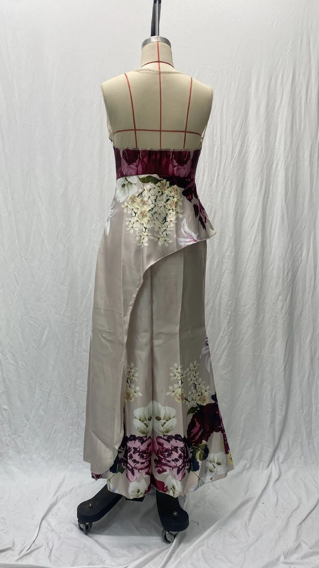 Women Fishtail Long  Banquet Invisible Shoulder Straps Mesh Open Back Satin Embroidery Ruffles Evening Prom Cocktail Dress