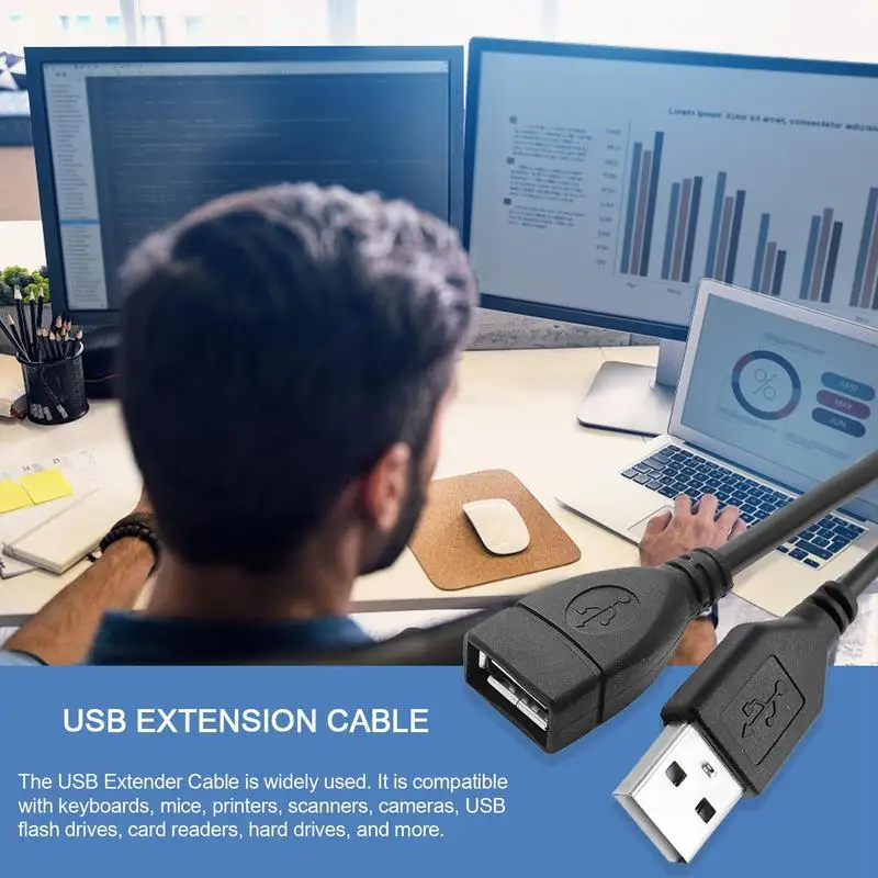 Przedłużacz kabla USB 2.0 0,5/0,6/0,7/0,8/1/1,5 m Przewodowy przewód transmisji danych Bardzo szybki wyświetlacz Przedłużenie danych projektora