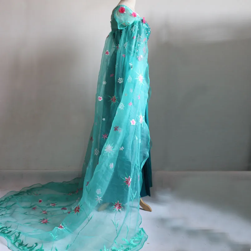 New Arrival Ice Snow Queen Elsa Princess Embroidery Dress With Cape Cosplay Costume Dresses For Adult Gril Women